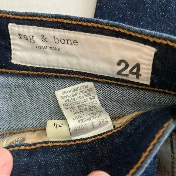 Rag & Bone High-Rise Mad River Tux Glossy Side-Stripe‎ Ankle Skinny Jeans 24 - Picture 6 of 12